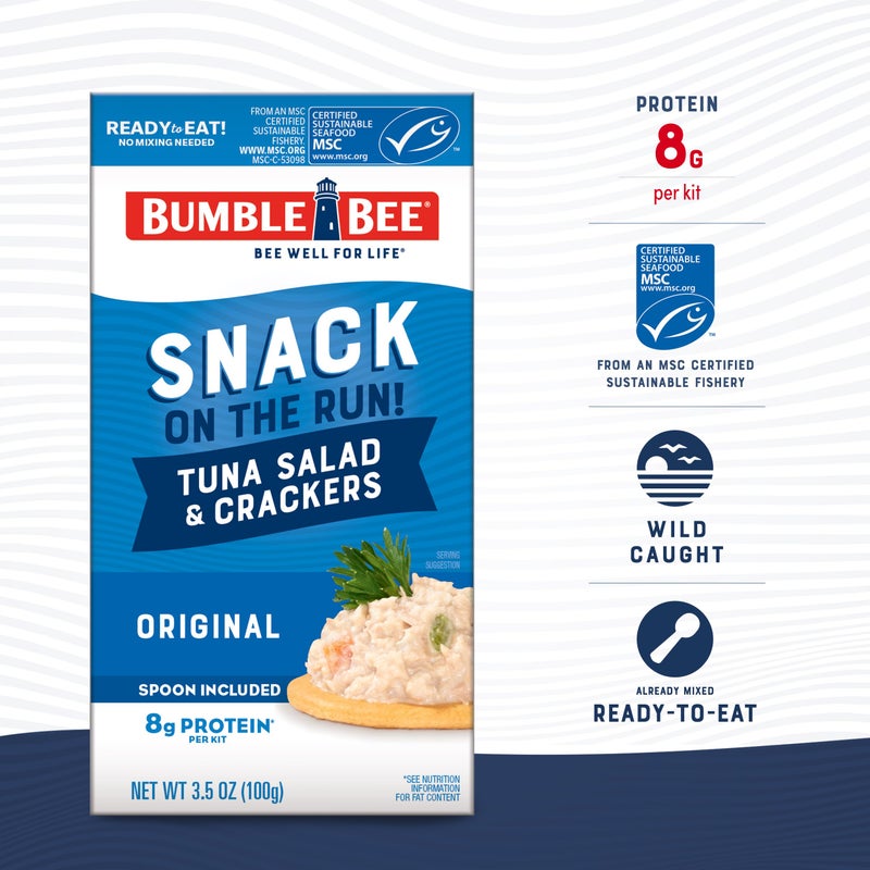 Bumble Bee Snack On The Run Original Tuna Salad with Crackers Kit (Pack of 12) - Ready to Eat Protein Snack Pack - 8g Protein per Box - Wild Caught MSC Certified Tuna - Image 2